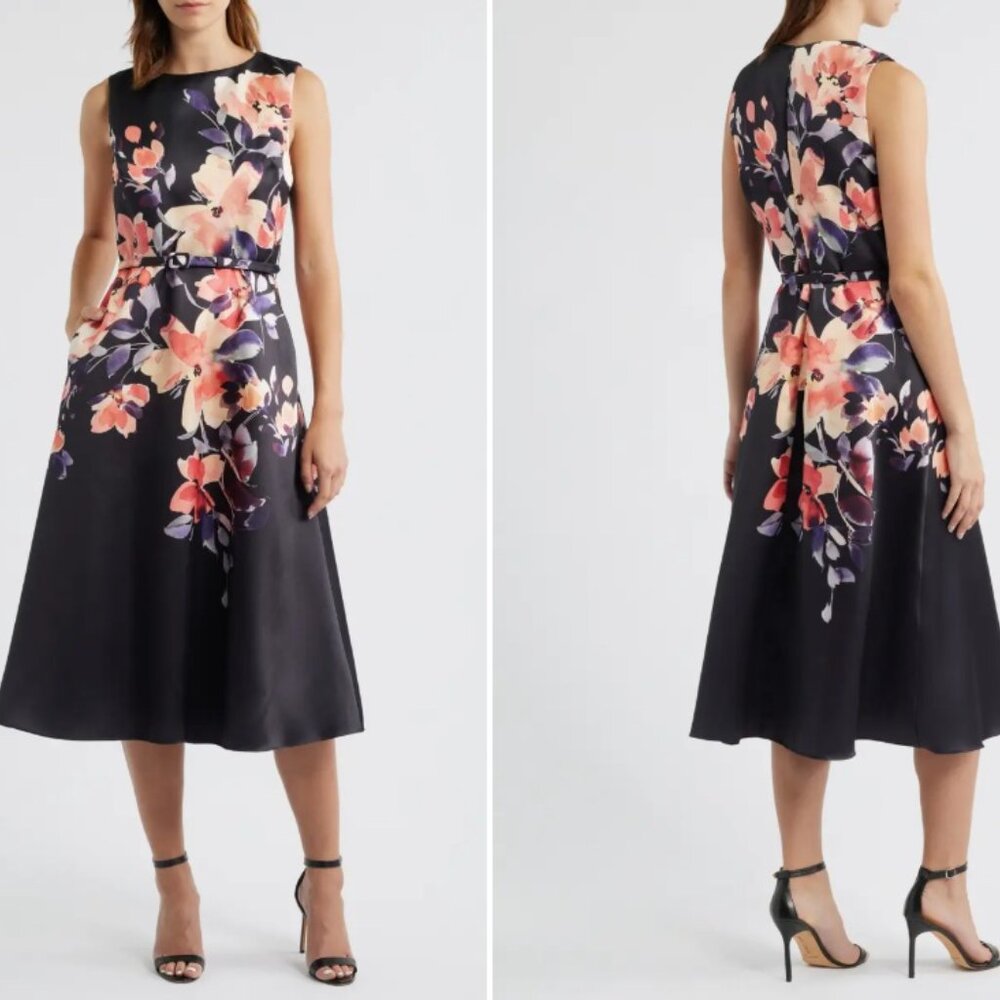 Julia Jordan  Placed Floral Cocktail Midi Dress - Picture 2 of 5